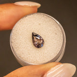 1.67CT PEAR TANZANIAN SAPPHIRE, COLOR SHIFTING FROM MERLOT PURPLE TO TEAL, 9.23X5.97X4.18MM