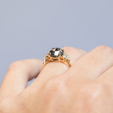 2.30ct Rosecut Salt & Pepper Diamond and White Diamond Cluster ring in 14k Yellow Gold