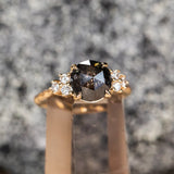 2.30ct Rosecut Salt & Pepper Diamond and White Diamond Cluster ring in 14k Yellow Gold