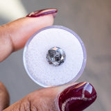 3.46CT ROUND SALT AND PEPPER DIAMOND, MOODY DARK GREY AND BLACK, 9.3X6.12MM