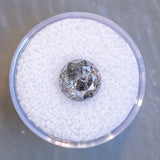 3.46CT ROUND SALT AND PEPPER DIAMOND, MOODY DARK GREY AND BLACK, 9.3X6.12MM