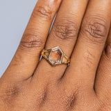 2.03ct Portrait cut Montana Sapphire Low Profile Bezel Set Split Shank Solitaire in 14k Yellow Gold