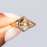 2.03ct Portrait cut Montana Sapphire Low Profile Bezel Set Split Shank Solitaire in 14k Yellow Gold