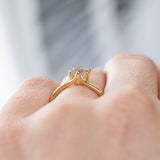 0.81ct Salt and Pepper Diamond Six Prong Split Shank Ring In 18k Yellow Gold