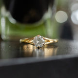 0.81ct Salt and Pepper Diamond Six Prong Split Shank Ring In 18k Yellow Gold