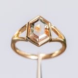 2.03ct Portrait cut Montana Sapphire Low Profile Bezel Set Split Shank Solitaire in 14k Yellow Gold