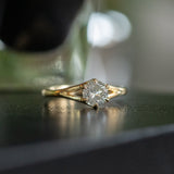 0.81ct Salt and Pepper Diamond Six Prong Split Shank Ring In 18k Yellow Gold