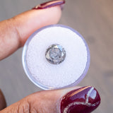 3.19CT ROUND SALT AND PEPPER DIAMOND, DARK GREY OPAQUE, 9.18X5.86MM