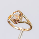 2.03ct Portrait cut Montana Sapphire Low Profile Bezel Set Split Shank Solitaire in 14k Yellow Gold