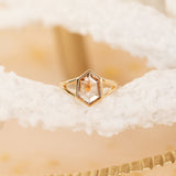 2.03ct Portrait cut Montana Sapphire Low Profile Bezel Set Split Shank Solitaire in 14k Yellow Gold