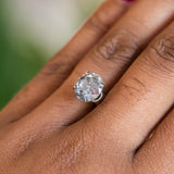 3.19CT ROUND SALT AND PEPPER DIAMOND, DARK GREY OPAQUE, 9.18X5.86MM