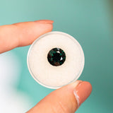4.40CT FANCY ROUND AFRICAN SAPPHIRE, DEEP GREEN, 9.55X6.35MM