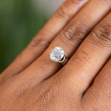 2.00CT ROUND SALT AND PEPPER DIAMOND, LIGHT GREY WITH SHIMMERY GLOW, 7.9X4.99MM
