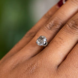 2.16CT ROUND BRILLIANT SALT AND PEPPER DIAMOND, DARK AND MOOODY GREY WITH SILVER SPARKLE, 7.9X5.26MM