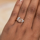 2.12ct Shield Rosecut "Coral" Colored Diamond Asymmetrical Cluster Low Profile Ring in 18k Rose Gold