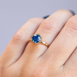 1.31ct Round Sapphire Scallop Cup Solitaire in 14k Yellow Gold