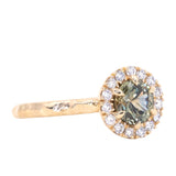 0.94ct Round Color Shifting Champagne Diamond Low Profile Diamond Halo Ring In 14k Yellow Gold
