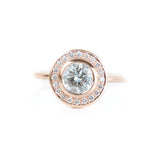1.05ct Grey Light Salt and Pepper Diamond in 14k Rose Gold Bezel Set Halo