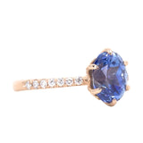 Lotus Six Prong Solitaire with French Set Diamonds, Stackable -Setting