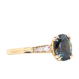 1.88ct Oval Sapphire Double Prong Vintage Cathedral Ring in 14k Yellow Gold