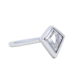 0.73ct Kite Shaped light grey salt and pepper Rosecut Diamond contemporary bezel solitaire in 14k white gold