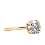 1.76ct Round Salt & Pepper Diamond Hidden Halo Double Prong Solitaire in 14k Yellow Gold