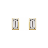 0.08ctw Mini Baguette Bezel Set Diamond Stud Earrings in Solid Gold