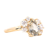 1.67ct Pear Montana Sapphire Low Profile Antique Diamond Cluster Ring in 14K Yellow Gold