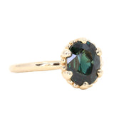 3.07ct Oval Madagascar Scallop Cup Sapphire Solitaire in 14K Yellow Gold