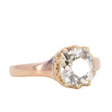 1.87ct Antique Old Mine Cut Diamond Low Profile 10-Prong Ring in 18K Rose Gold