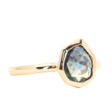 1.24ct Geo Slice Teal Green Sapphire Evergreen Low Profile Bezel Solitaire Ring in 14k Yellow Gold