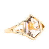 2.03ct Portrait cut Montana Sapphire Low Profile Bezel Set Split Shank Solitaire in 14k Yellow Gold