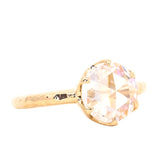 8.5mm Rosecut Moissanite 6-Prong Low Profile Ring with Carved Evergreen Band in 14K Yellow Gold