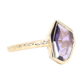1.39ct Geo Slice Purple Sapphire Evergreen Low Profile Bezel Solitaire Ring in 14k Yellow Gold