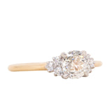 0.95ct Antique Old Euro cut Diamond and White Diamond Cluster ring in 14k Yellow Gold