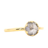 1.07ct Rosecut Salt & Pepper Diamond 6-Prong Low Profile Ring With Plain Rounded Band in 18K Yellow Gold
