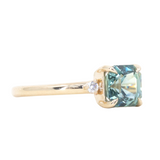 1.60ct Asscher Step Cut Sapphire and Diamond Low Profile Ring in 14k Yellow Gold