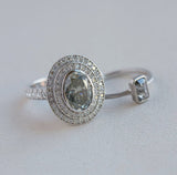 oval grey big double halo diamond 2ct alternative engagement right hand ring
