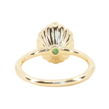 3.17ct Teal Oval Madagascar Sapphire Scallop Cup Sapphire Solitaire in 14K Yellow Gold