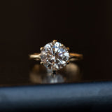 3.14ct Light Champagne Diamond Six Prong Split Shank Solitaire In 14k Yellow Gold