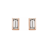 0.08ctw Mini Baguette Bezel Set Diamond Stud Earrings in Solid Gold
