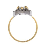 1.72ct Antique Old Mine Cut Diamond and Blackened Halo Antique Style ring in 18k Yellow Gold