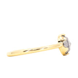 1.07ct Rosecut Salt & Pepper Diamond 6-Prong Low Profile Ring With Plain Rounded Band in 18K Yellow Gold