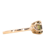 2.63ct Color Shifting Step Cut Hexasgon Sapphire and Champagne Diamond Cluster Ring in 14k Yellow Gold