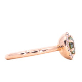 0.92ct Round Montana Sapphire Low Profile Diamond Halo Ring In 18k Rose Gold