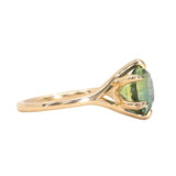 3.50ct Untreated Nigerian Teal Green Sapphire Six Prong Split Shank Solitaire in 18k Yellow Gold