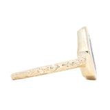 1.98ct Indigo Blue Geo Slice Sapphire Evergreen Low Profile Bezel Solitaire Ring in 14k Yellow Gold