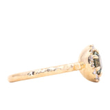 0.94ct Round Color Shifting Champagne Diamond Low Profile Diamond Halo Ring In 14k Yellow Gold