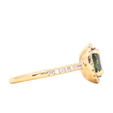 1.74ct Round Songea Sapphire Low Profile French Set Diamond Halo Ring In 18k Yellow Gold