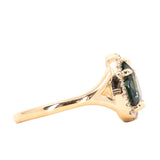 1.58ct Pear Sapphire Low Profile Split Shank Diamond Halo in 14k Yellow Gold